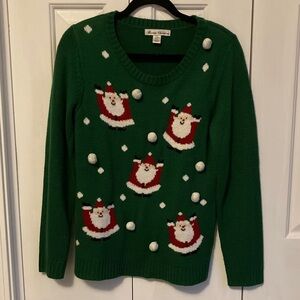Green Sweater with Santa Design